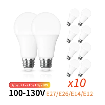 10db/sok LED IZZÓ 100-130V E26 E27 E14 E12 20W 15W 18W 12W 9W 6W Lampada LED Bombilla Reflektorfénybe Világítás Hideg/Meleg Fehér