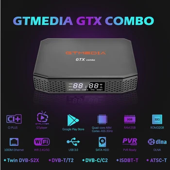 GTMEDIA GTX Combo DVB-S2X/S2/S/T2/T/C2/C ATSC-T Műholdvevő Android 9 32G 4K 8K H. 256 Tv Box Támogatást, CI Plus 1.4 SATA-HDD