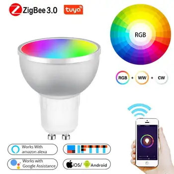 Led Lámpa Vezeték Nélküli Zigbee 3.0 Időzítő Rgbcw Munka Intelligens Élet Alexa Haza Smart Led Lámpa Okos Spotlight