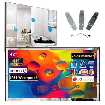 Soulaca 43 cm webOS Tükör Okos 4K TV WiFi a Fürdőszobában Vízálló LED Tv Beépített Alexa Bluetooth Hotel