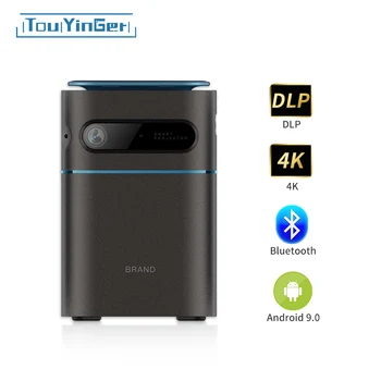 Touyinger D042 DLP Android 9 Mini Hordozható Projektor 7000mAh akkumulátor Fürkész 4K LED 5G WiFi Bluetooth házi-Mozi Okostelefon