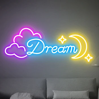 Álom Felhőket a Hold neonreklám Egyéni Neon Világítás Dekoráció Grafika Hálószoba, Nappali falán Haza, Személyre szabott Ajándékok Éjszakai Fény